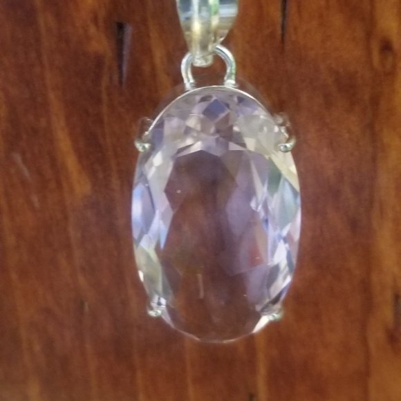 2 Stunning Baby Pink Crystal Pendants Mom and Daughter Set In 925. Silver - Picture 13 of 14